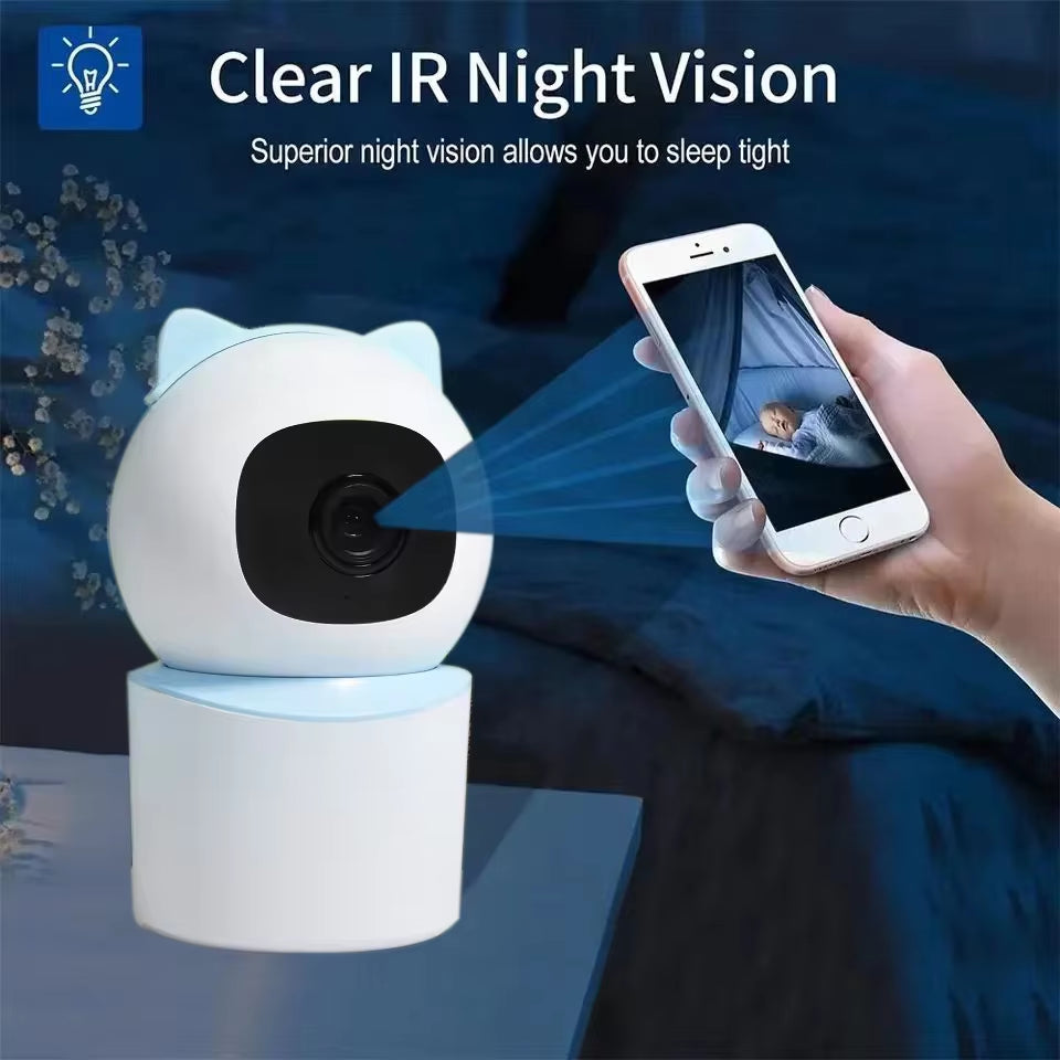 Phone App 2.4 Ghz 1080P HD Wifi Connection Real Time Human Pet Detection Alert 360 Coverage Pan Tilt Indoor Security Camera